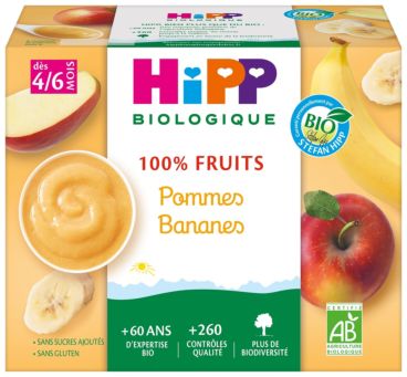 Coupelle Pomme Banane 4x100g Bio Naturalia Fr
