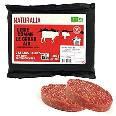 2 Steaks Hachés 15% Mg 2x100g Bio
