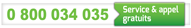 Service et appel gratuit : 0 800 034 035